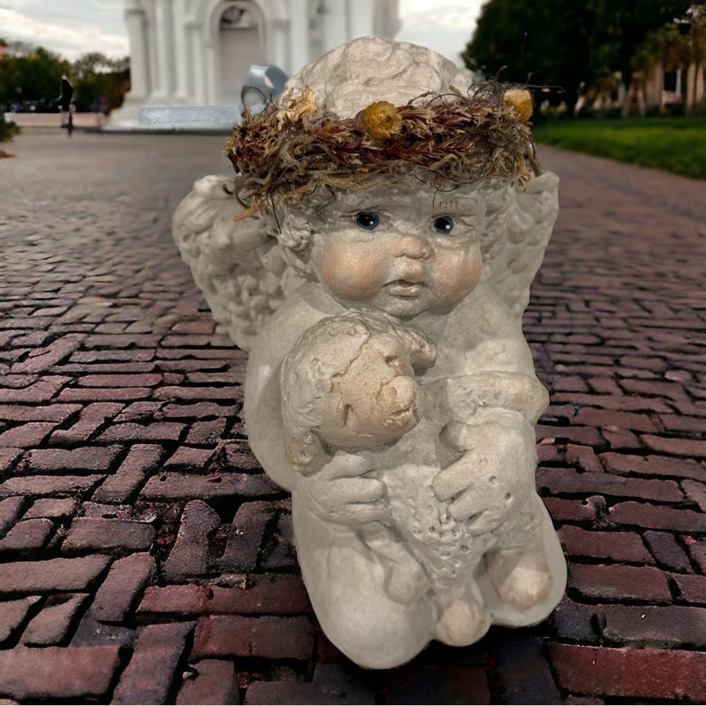 VINTAGE 1990’s~CAST ART~DREAMSICLES (CHERUB & LAMB) by KRISTIN HAYNES~NICE~BR